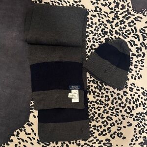 NWT Polo Ralph Lauren  Striped Scarf and Beanie Set